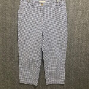 Talbots Pants‎ Womens 6 Blue Gingham Crop Capri Preppy Coastal Beach Vacation